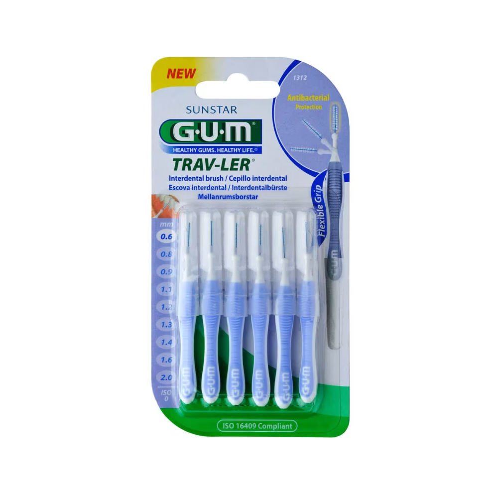 GUM TRAV-LER 0,6mm Kerze hellblau Interdentalbür.
