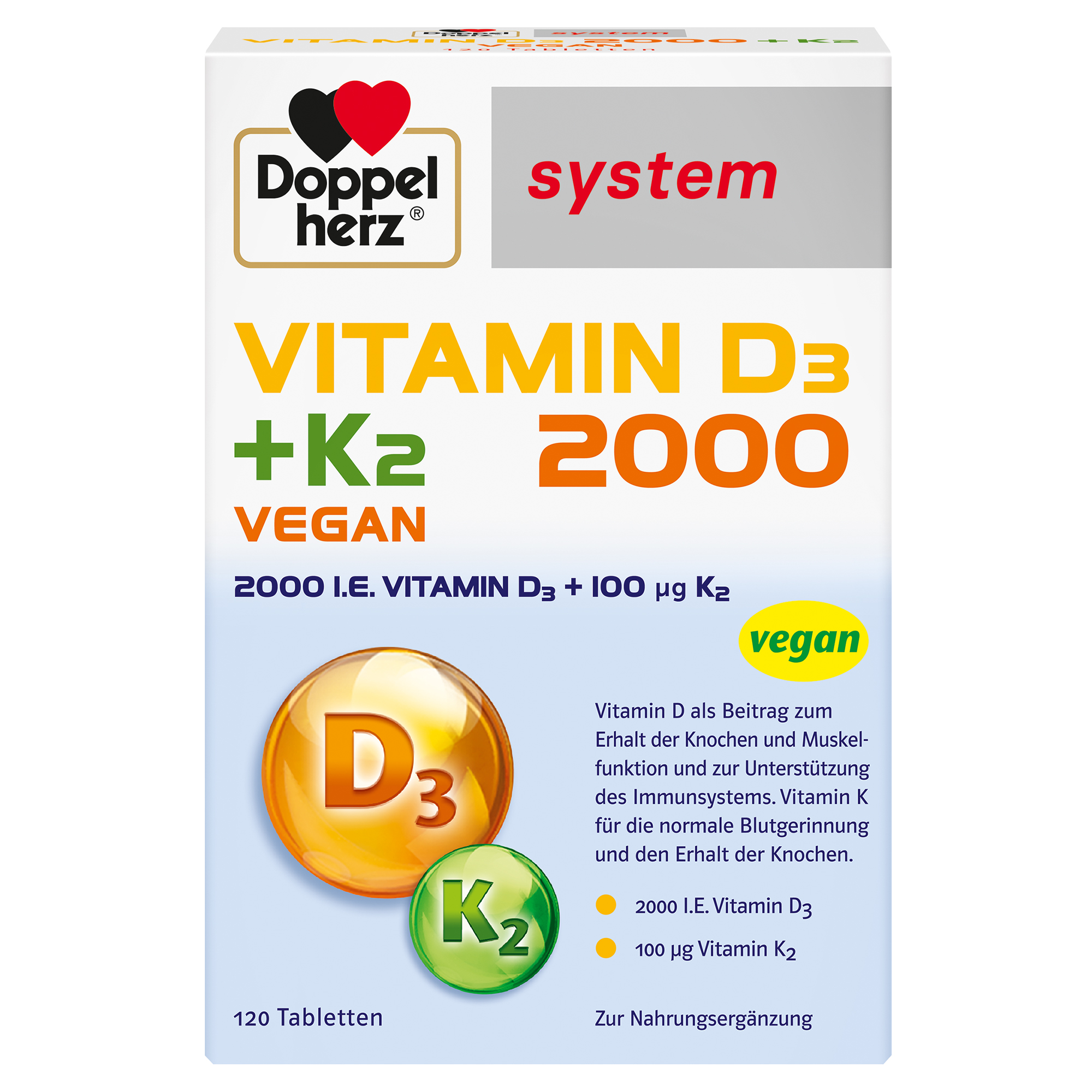 Doppelherz DOPPELHERZ Vitamin D3 2000+K2 system Tabletten