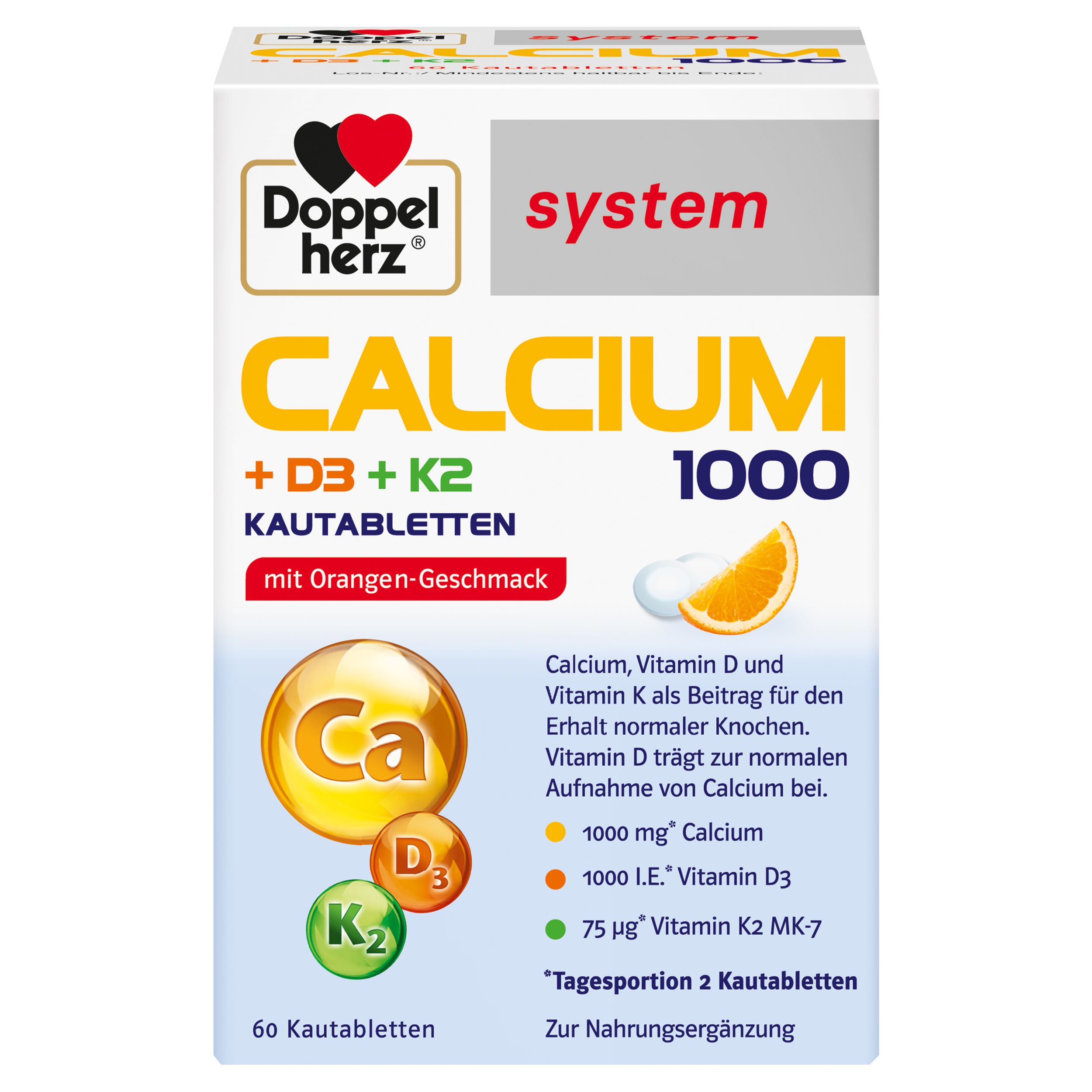 Doppelherz DOPPELHERZ Calcium 1000+D3+K2 system Kautabletten
