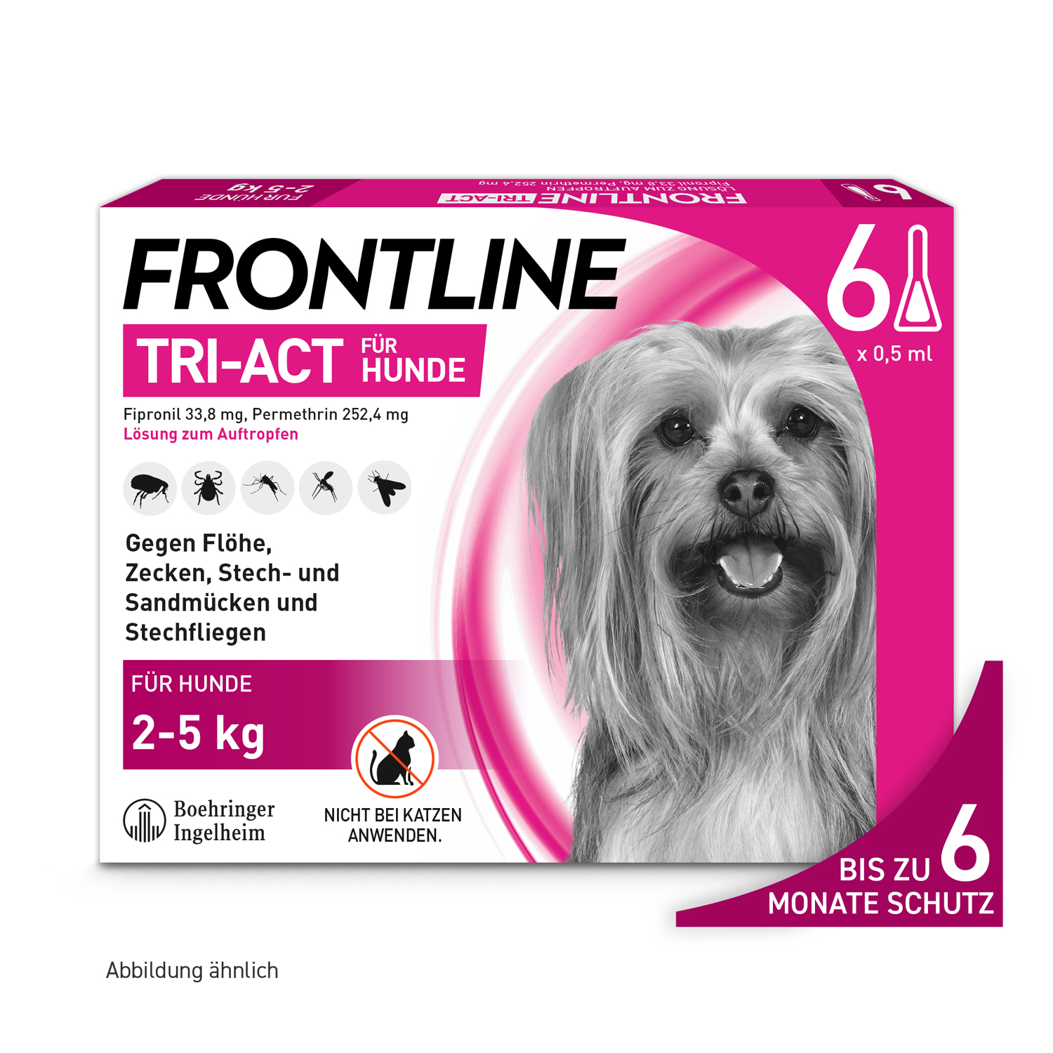 FRONTLINE TRI-ACT gegen Zecken, Flöhe und fliegende Insekten für Hunde XS