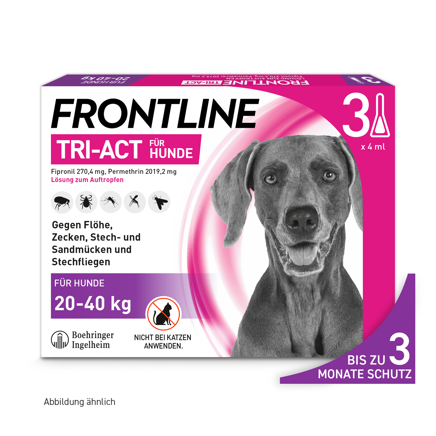 FRONTLINE TRI-ACT gegen Zecken, Flöhe und fliegende Insekten für Hunde L