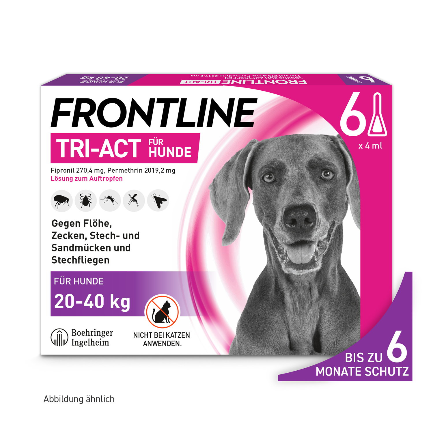 FRONTLINE TRI-ACT gegen Zecken, Flöhe und fliegende Insekten für Hunde L