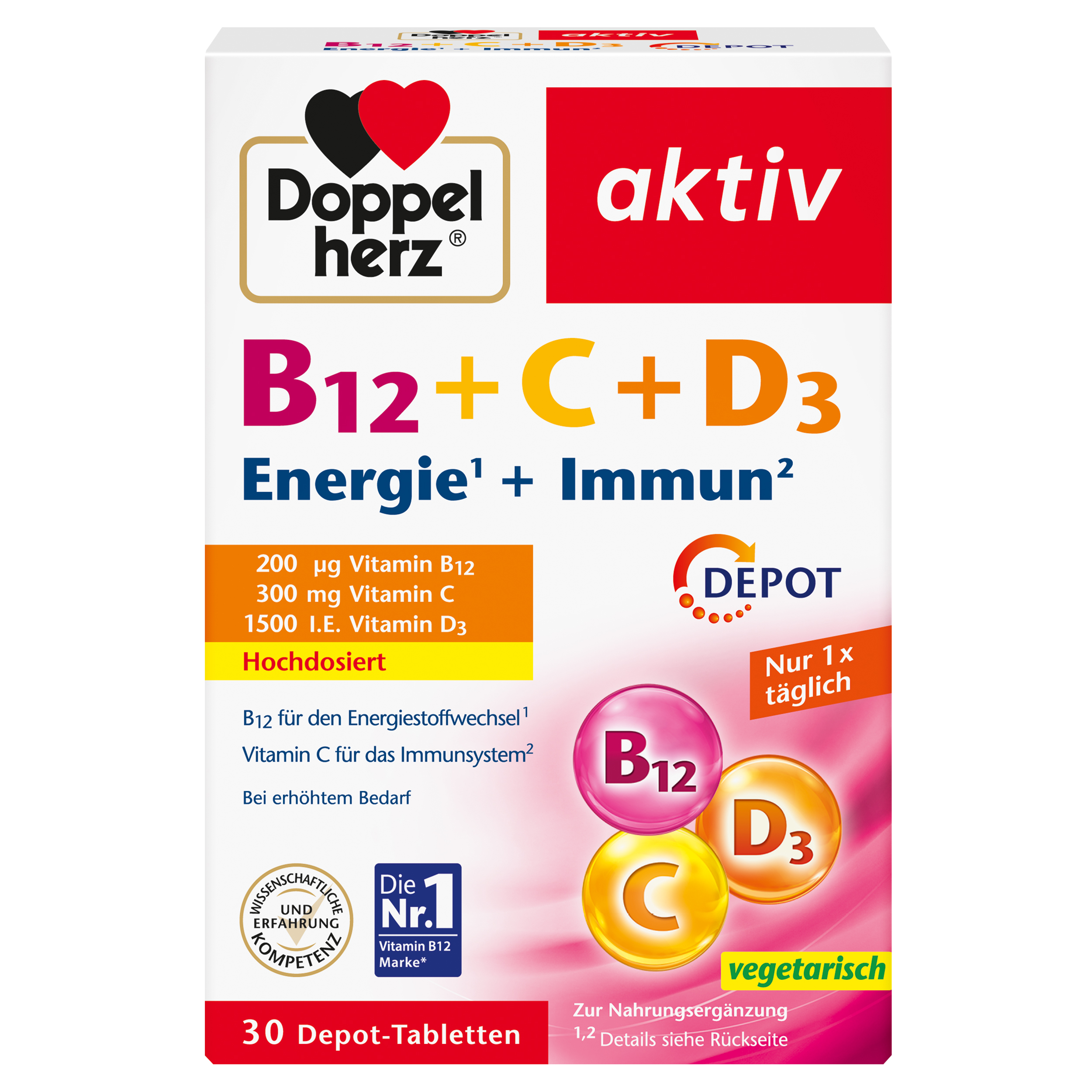 Doppelherz DOPPELHERZ B12+C+D3 Depot aktiv Tabletten