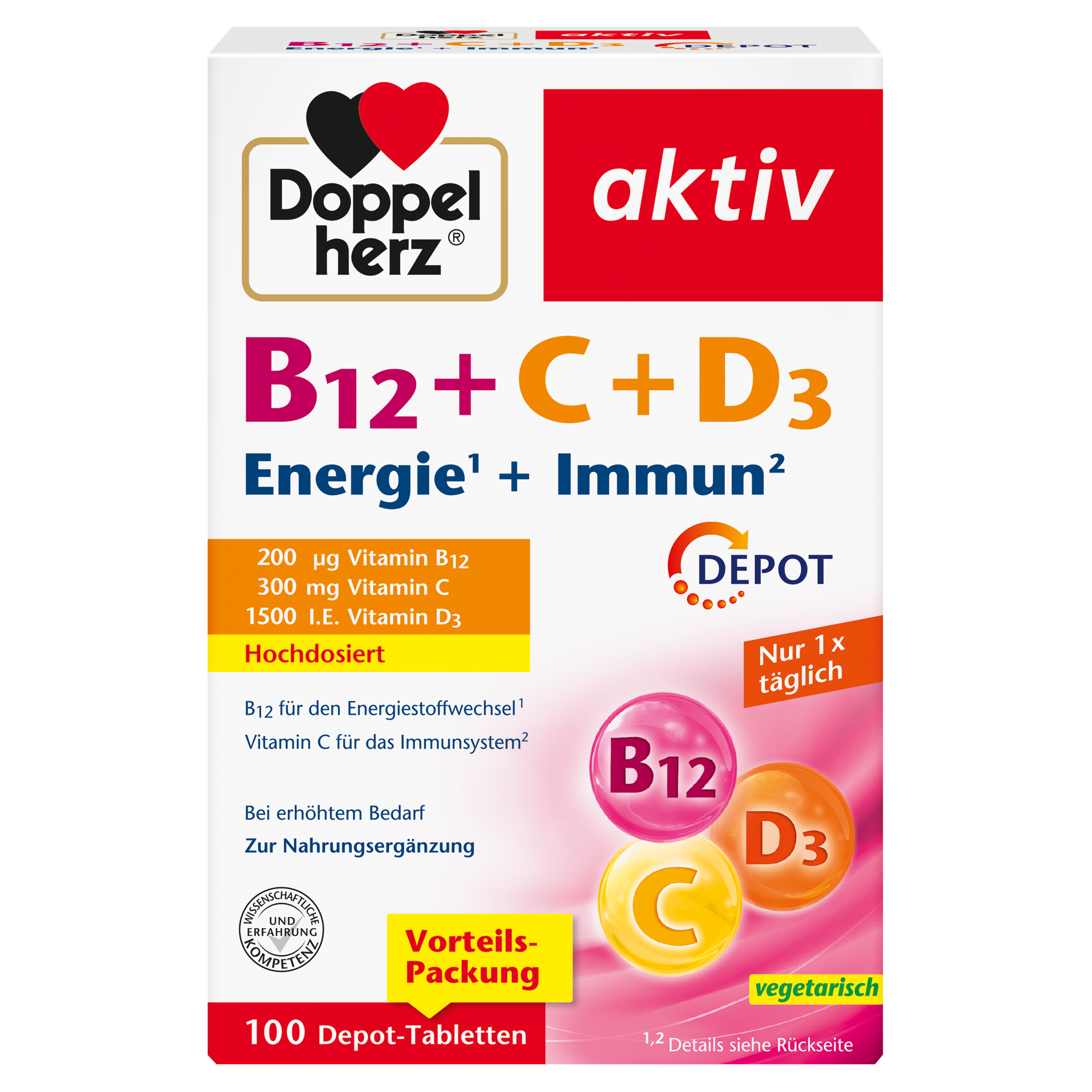 Doppelherz DOPPELHERZ B12+C+D3 Depot aktiv Tabletten