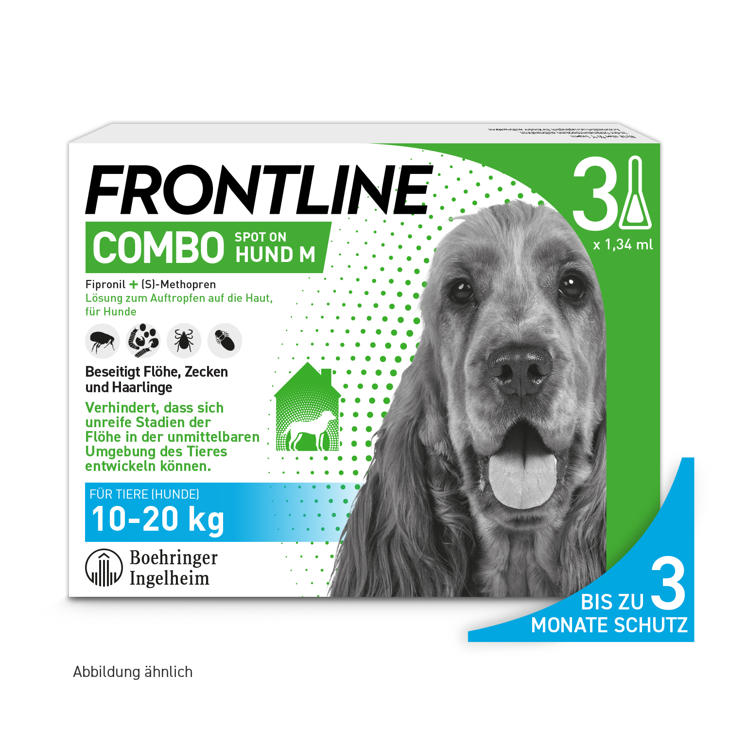 FRONTLINE COMBO gegen Zecken, Flöhe (Flöhe, Eier, Larven, Puppen) für Hunde M